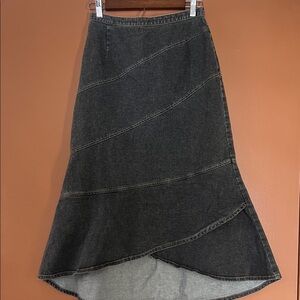 Asymmetrical Black Denim Skirt